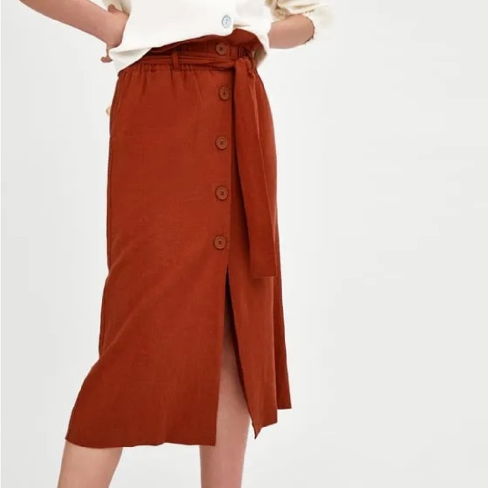 Zara Midi Skirt With Button Fastening